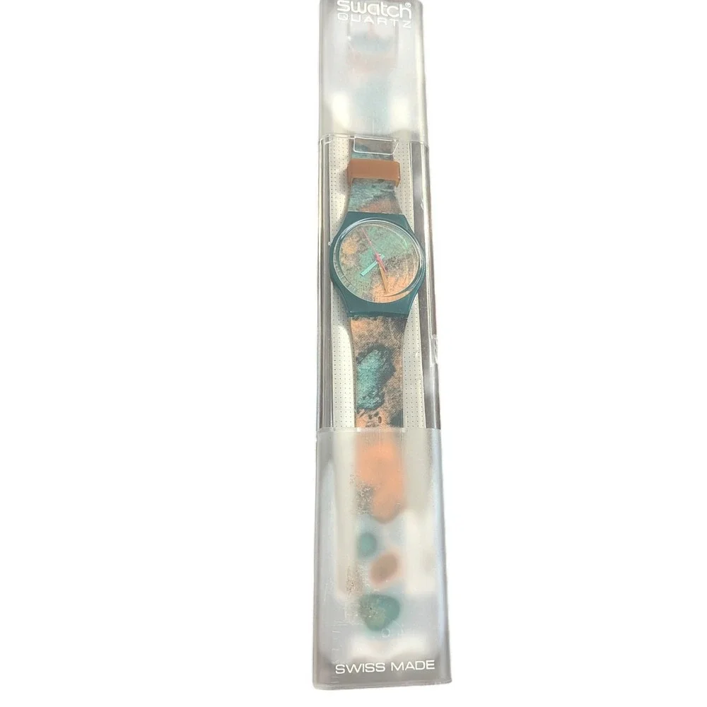 Vintage Swatch Quartz Watch‎ 1988 OLD BOND  GG102 Green Abstract New Wave Swiss